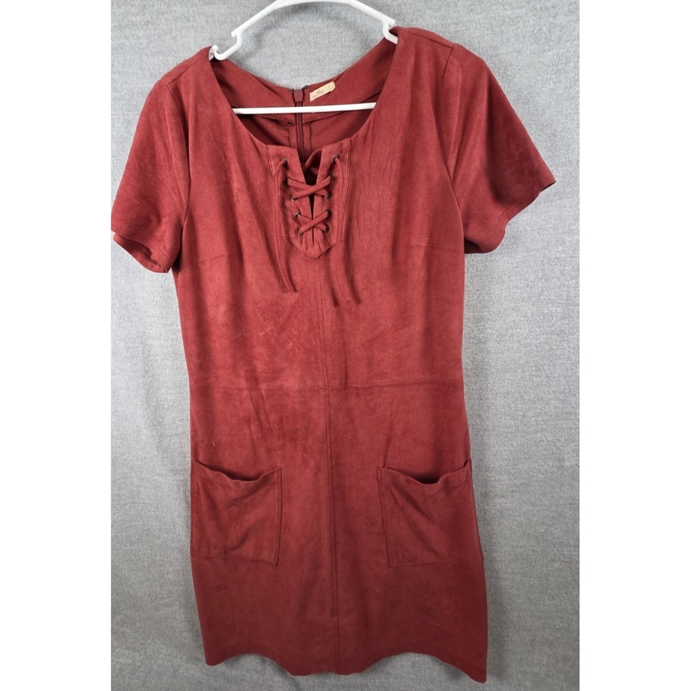 HOLLISTER Romper Dress M Faux Suede Feel Tie Neck Boho Festival Peasant Western